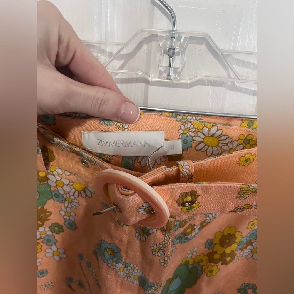 Zimmermann Lola Pants Floral Print Linen Kick-Flare Pants EU 4 (US 12) - Picture 3 of 5